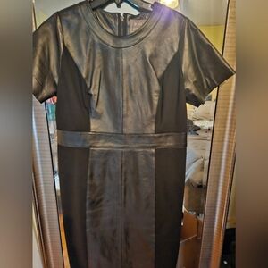 Jessica London Black Faux Leather Midi Dress